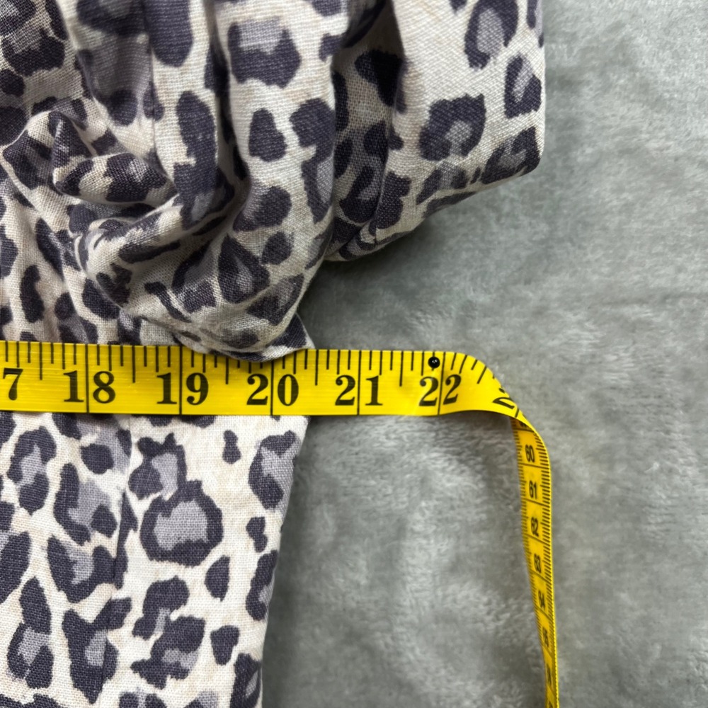 Rachel Zoe Blazer Women L Gray Leopard Print Linen Blend Preppy - Picture 8 of 12
